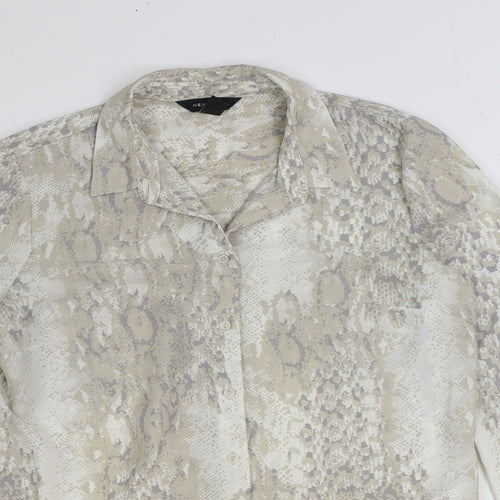 New Look Womens Grey Animal Print Polyester Basic Button-Up Size 10 Collared - Snake Print