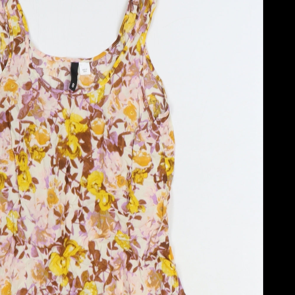 Divided by H&M Womens Multicoloured Floral Viscose Basic Tank Size S Scoop Neck