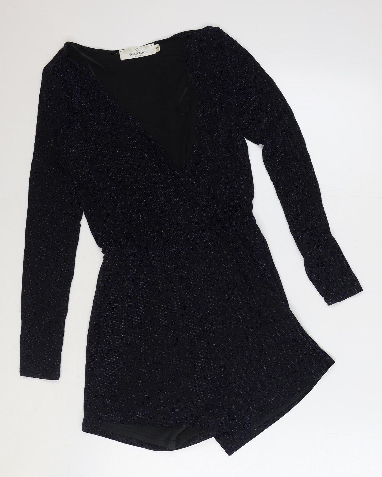 Oh My Love Womens Black Nylon Playsuit One-Piece Size S Pullover