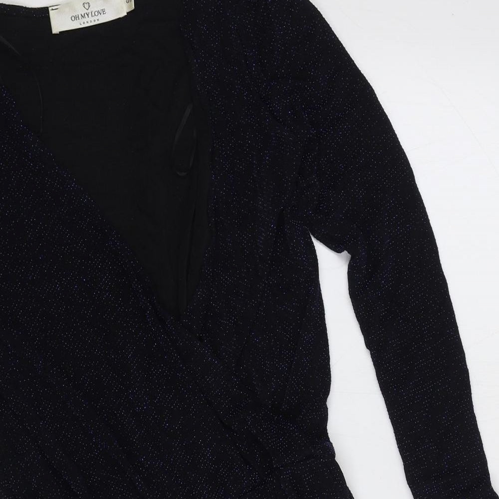 Oh My Love Womens Black Nylon Playsuit One-Piece Size S Pullover