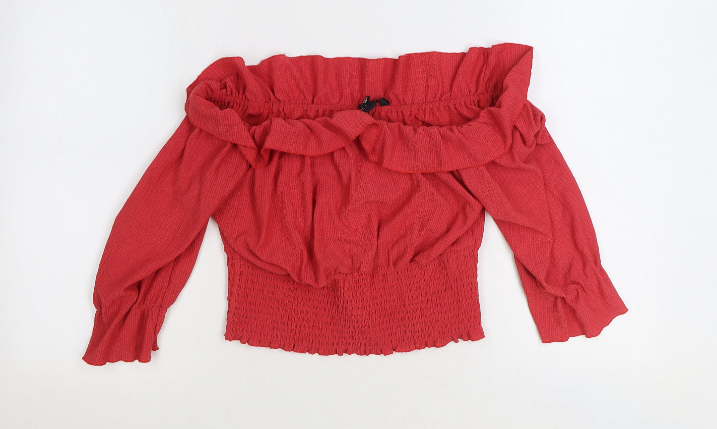 New Look Womens Red Polyester Cropped Blouse Size 16 Off the Shoulder - Bardot