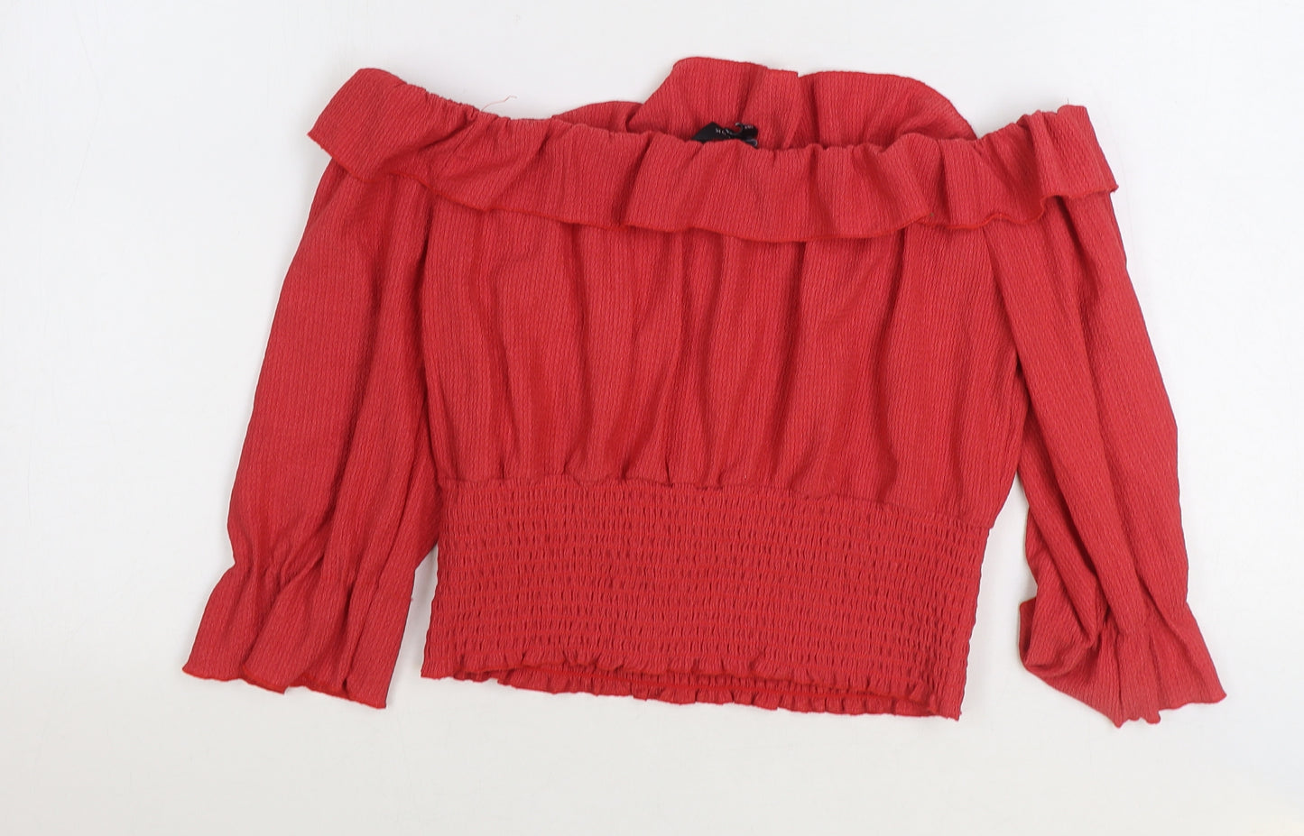 New Look Womens Red Polyester Cropped Blouse Size 16 Off the Shoulder - Bardot