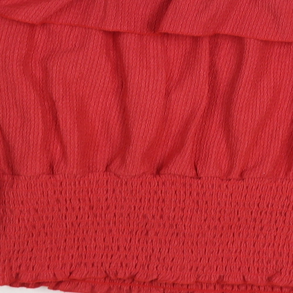 New Look Womens Red Polyester Cropped Blouse Size 16 Off the Shoulder - Bardot
