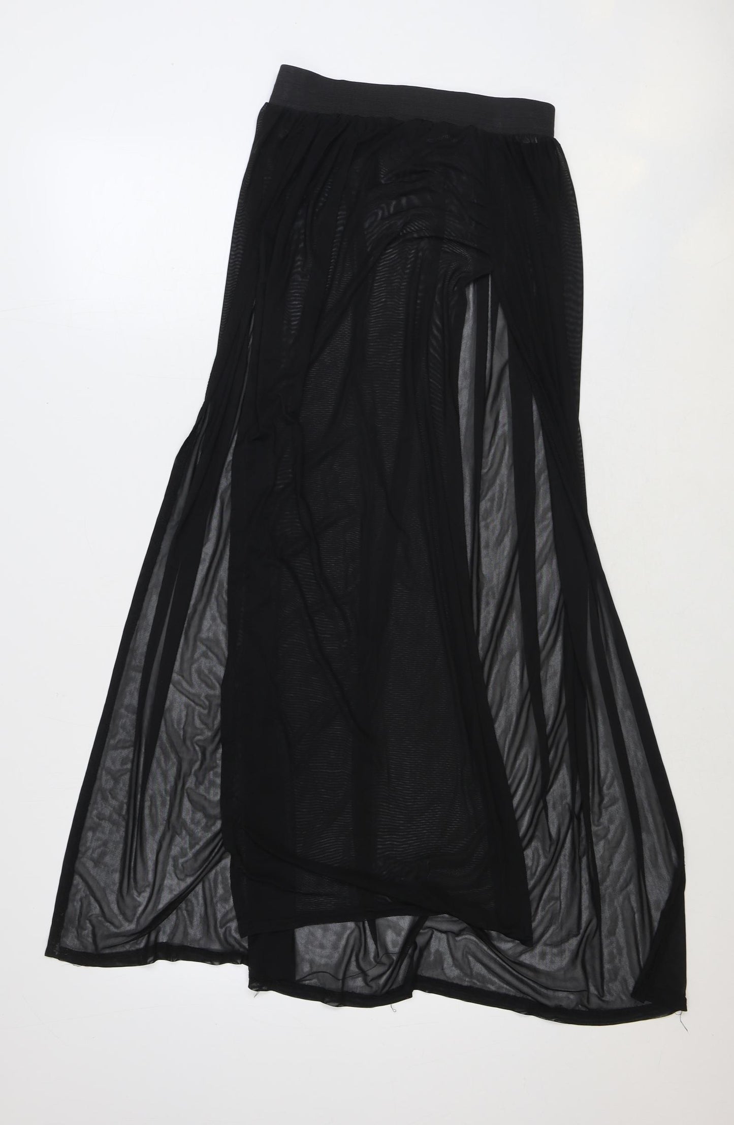 PRETTYLITTLETHING Womens Black Polyester Swing Skirt Size 10