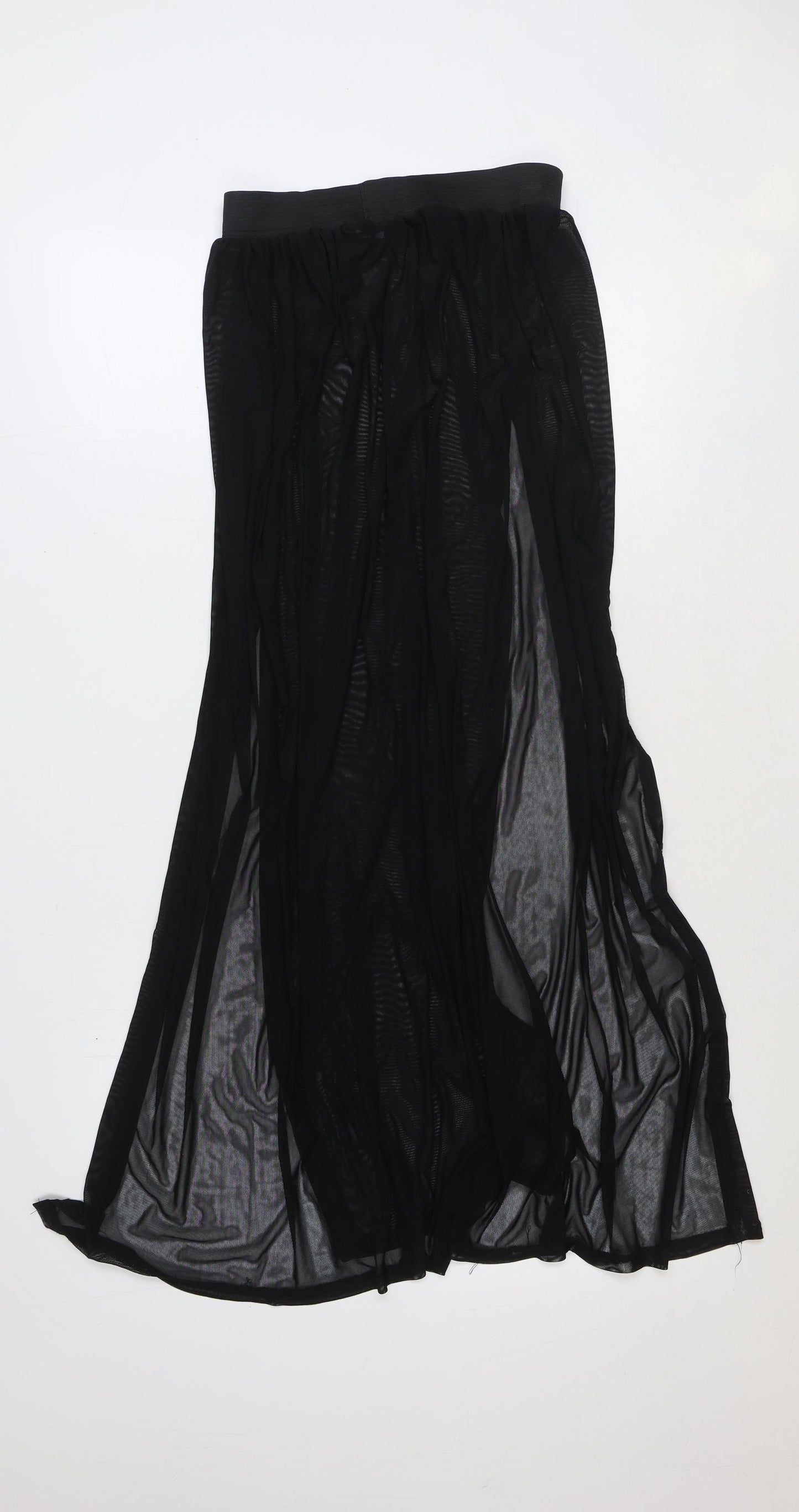 PRETTYLITTLETHING Womens Black Polyester Swing Skirt Size 10