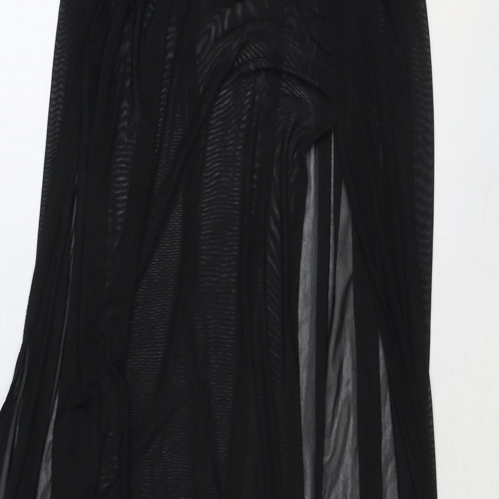 PRETTYLITTLETHING Womens Black Polyester Swing Skirt Size 10