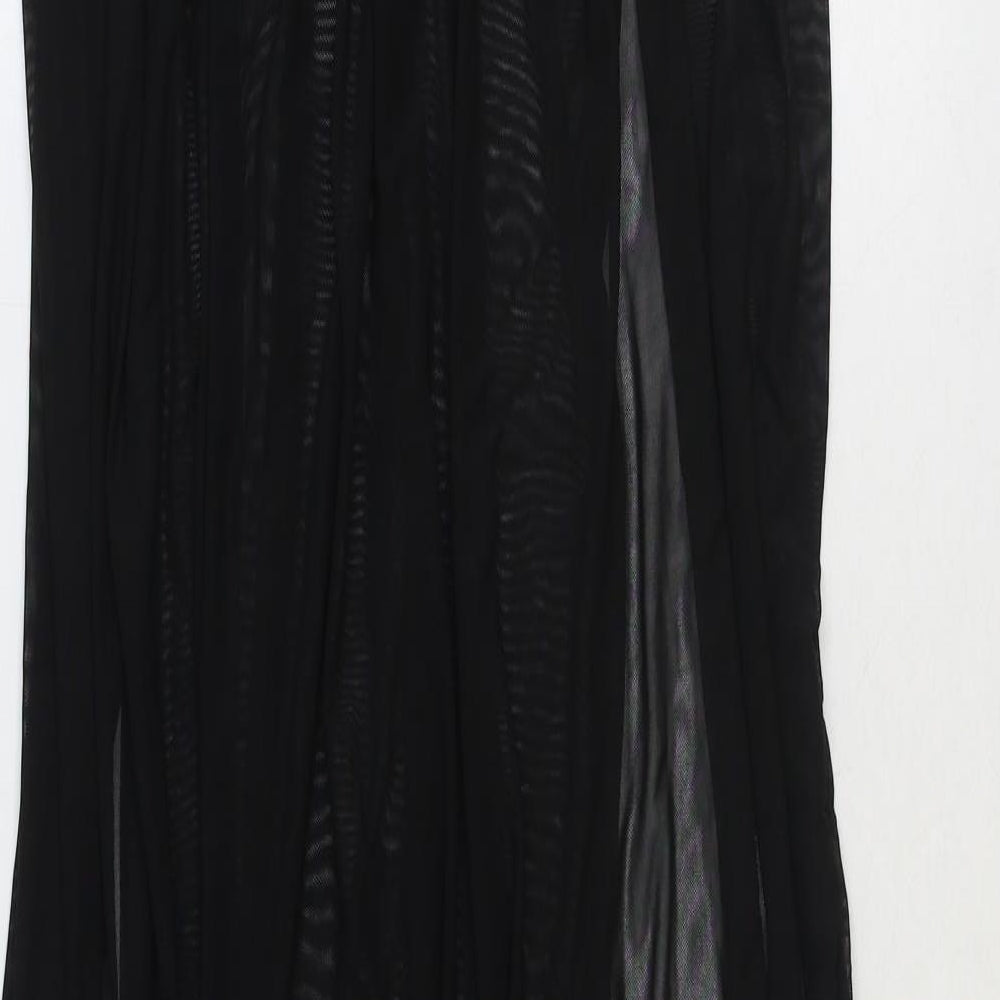 PRETTYLITTLETHING Womens Black Polyester Swing Skirt Size 10