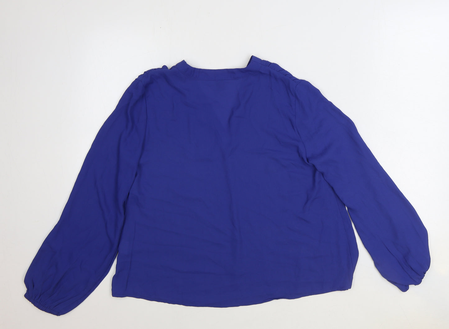 SheIn Womens Blue Viscose Basic Blouse Size L V-Neck