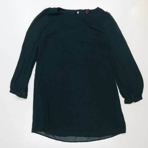 Atmosphere Womens Green Polyester A-Line Size 10 Boat Neck Button