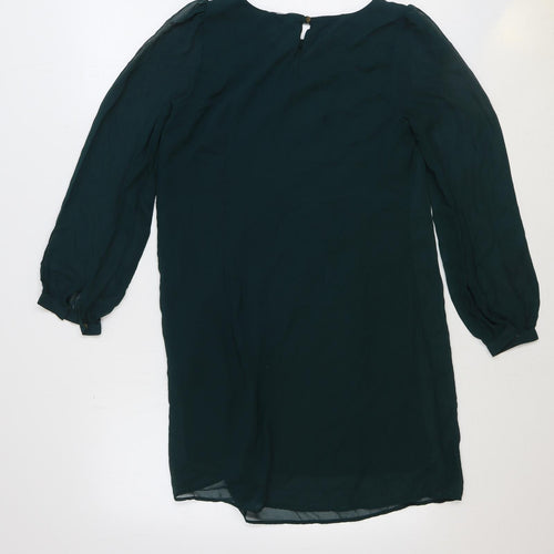 Atmosphere Womens Green Polyester A-Line Size 10 Boat Neck Button
