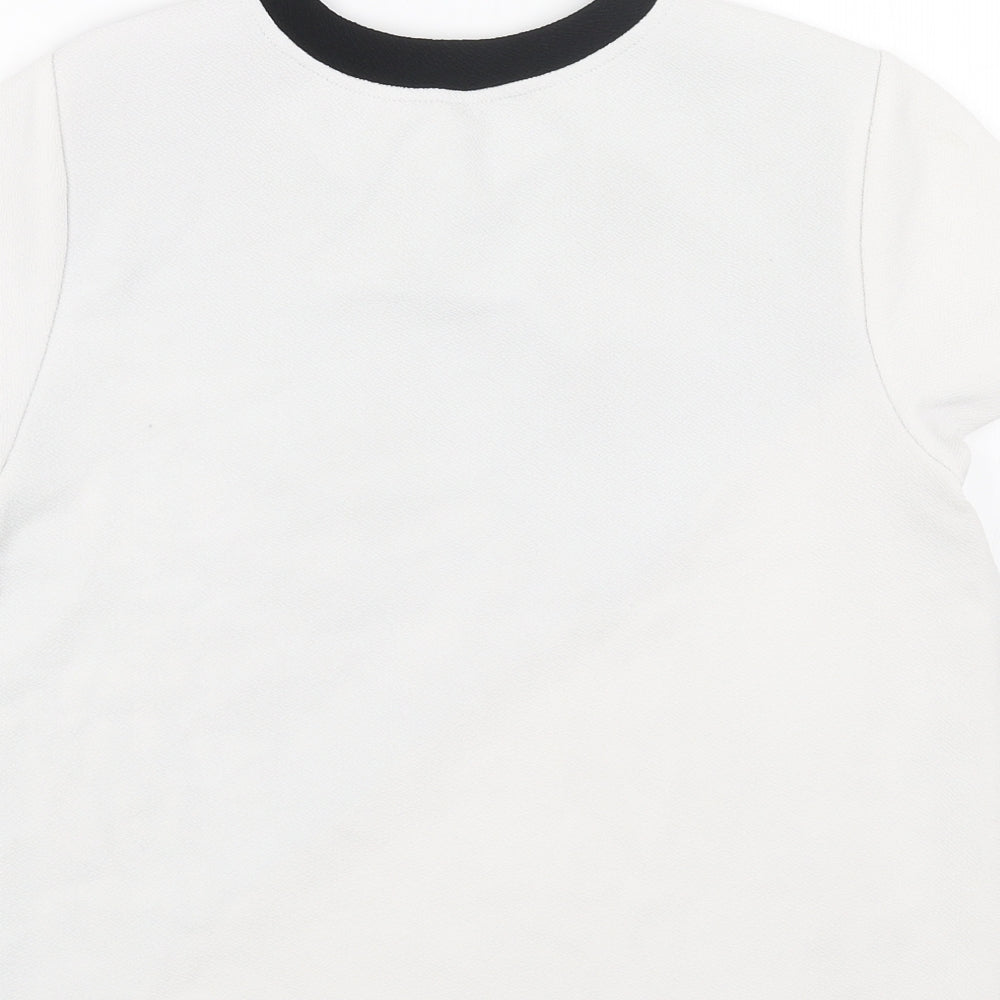 SheIn Womens White Animal Print Polyester Basic T-Shirt Size M Round Neck - Snake Print