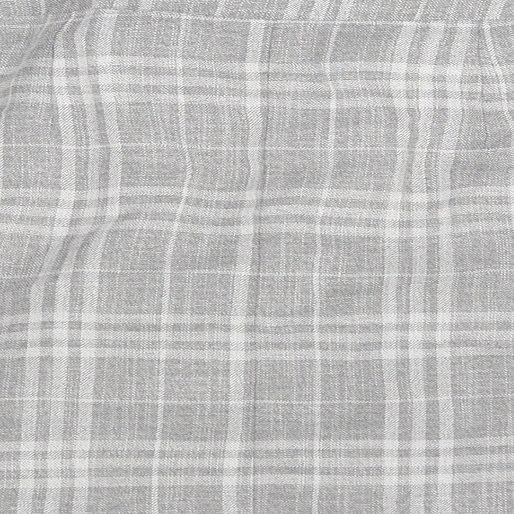 ASOS Womens Grey Plaid Linen Pleated Skirt Size 8 Zip