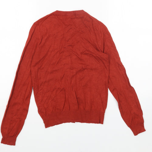 Marks and Spencer Womens Orange Round Neck Acrylic Cardigan Jumper Size 8