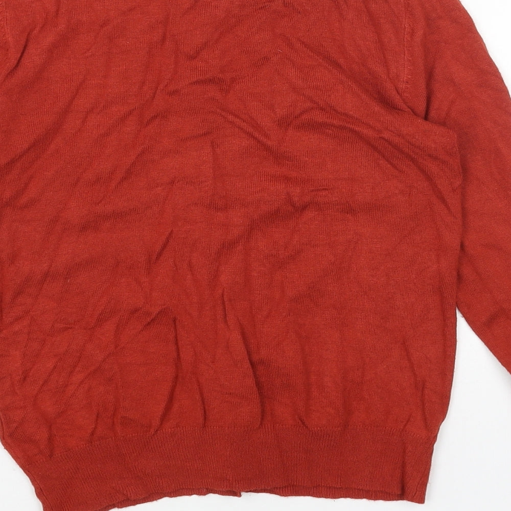 Marks and Spencer Womens Orange Round Neck Acrylic Cardigan Jumper Size 8