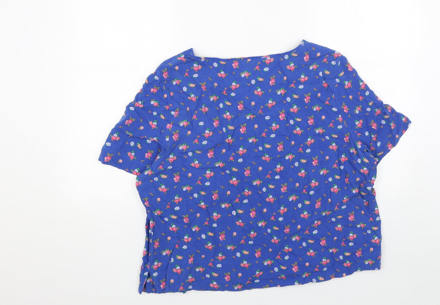 Ghost Womens Blue Floral Viscose Basic T-Shirt Size 18 Boat Neck