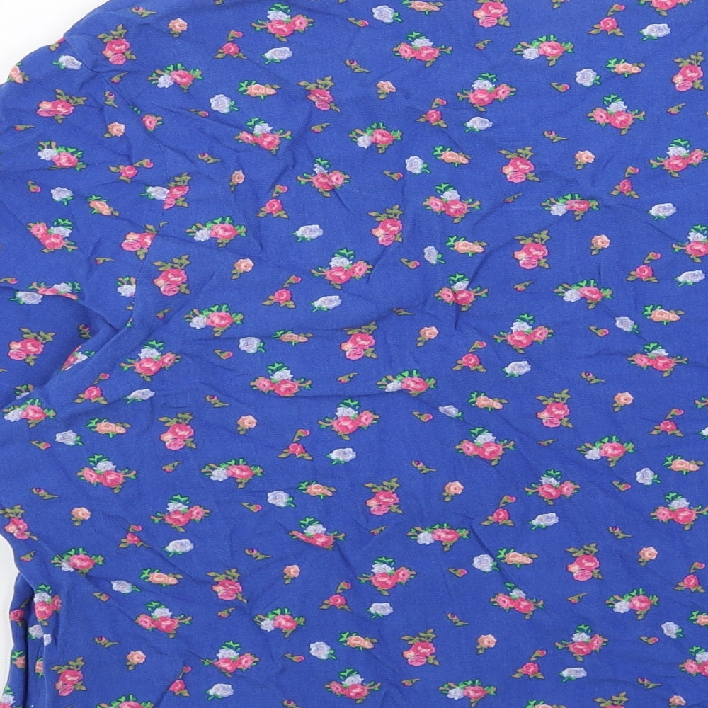 Ghost Womens Blue Floral Viscose Basic T-Shirt Size 18 Boat Neck