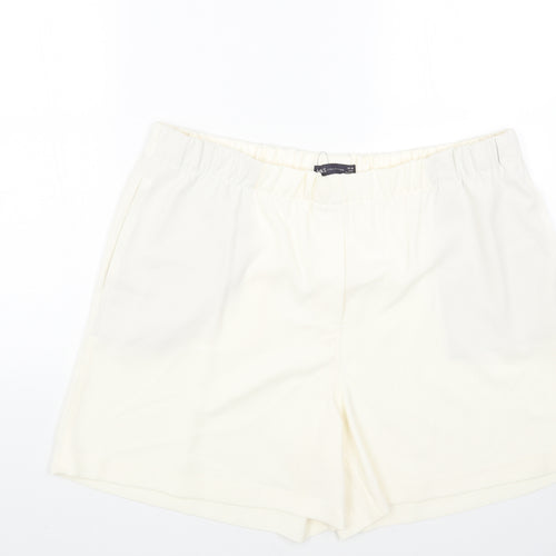 Marks and Spencer Womens Ivory Polyester Basic Shorts Size 20 Regular Pull On