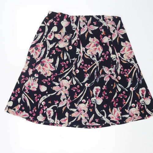Preworn Womens Blue Floral Polyester Swing Skirt Size 34 in