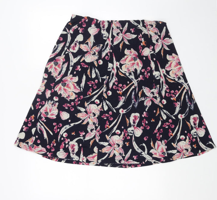 Preworn Womens Blue Floral Polyester Swing Skirt Size 34 in