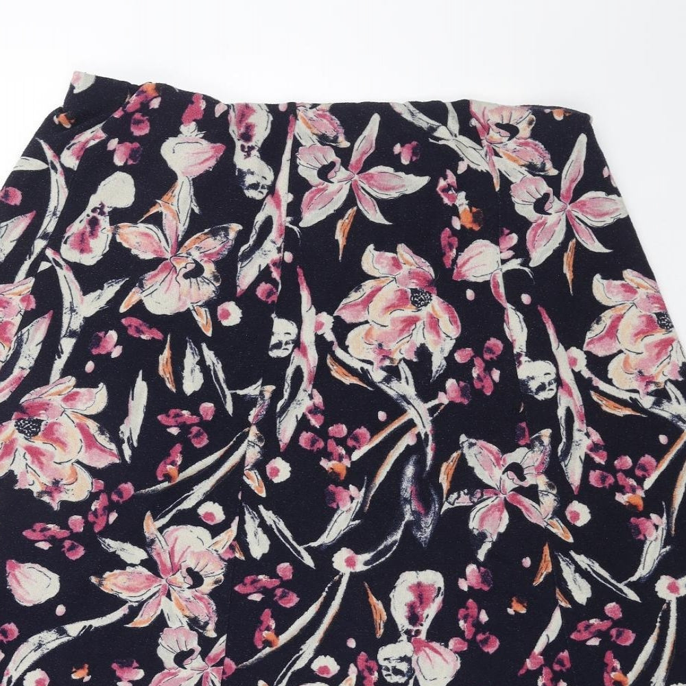 Preworn Womens Blue Floral Polyester Swing Skirt Size 34 in