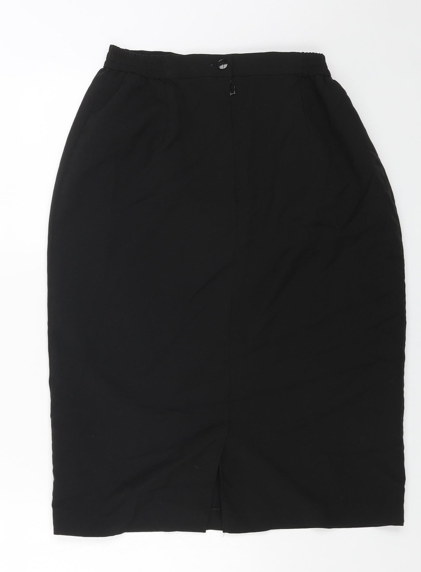 Preworn Womens Black Polyester Straight & Pencil Skirt Size 12 Zip