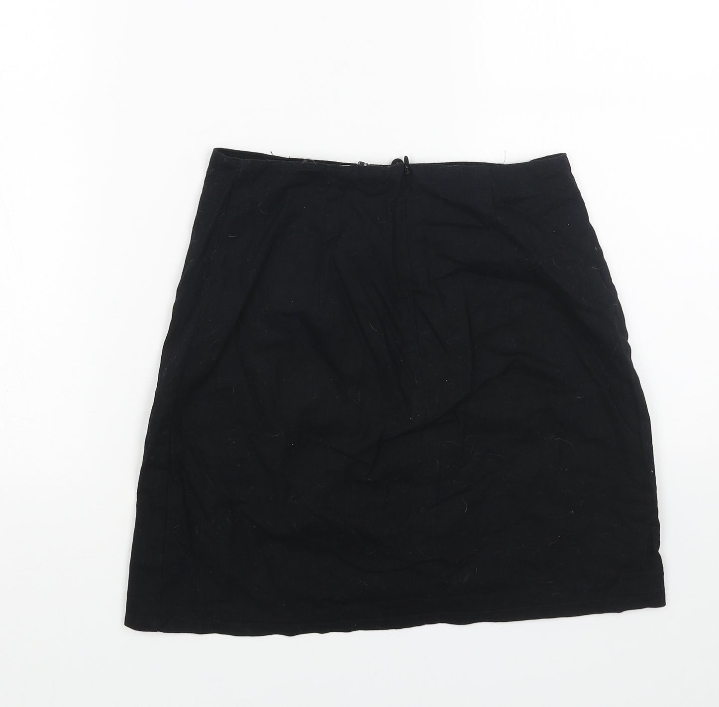 H&M Womens Black Linen Straight & Pencil Skirt Size 6 Zip