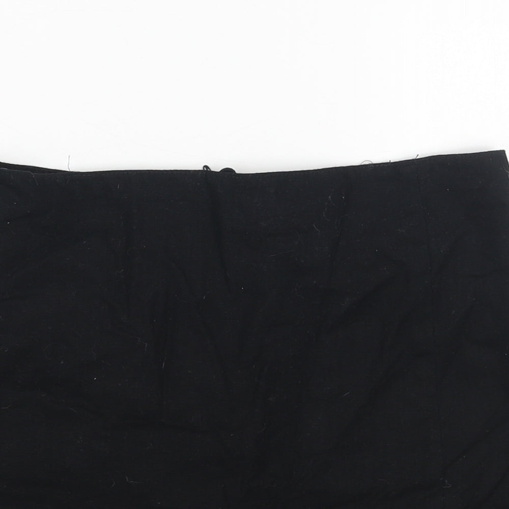 H&M Womens Black Linen Straight & Pencil Skirt Size 6 Zip