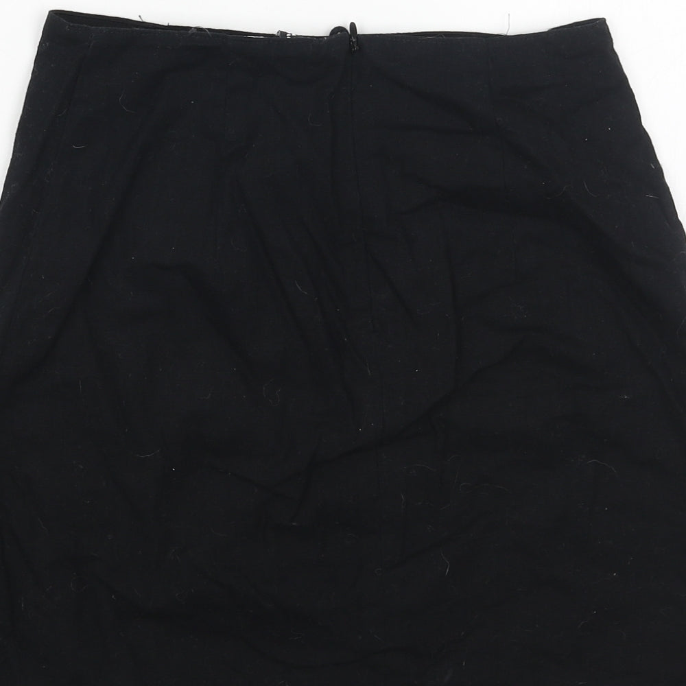 H&M Womens Black Linen Straight & Pencil Skirt Size 6 Zip