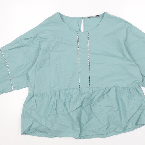 Marks and Spencer Womens Blue Viscose Basic Blouse Size 16 Boat Neck