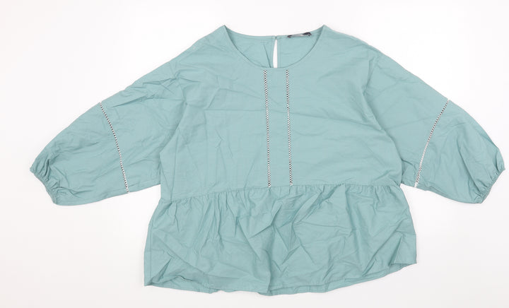 Marks and Spencer Womens Blue Viscose Basic Blouse Size 16 Boat Neck