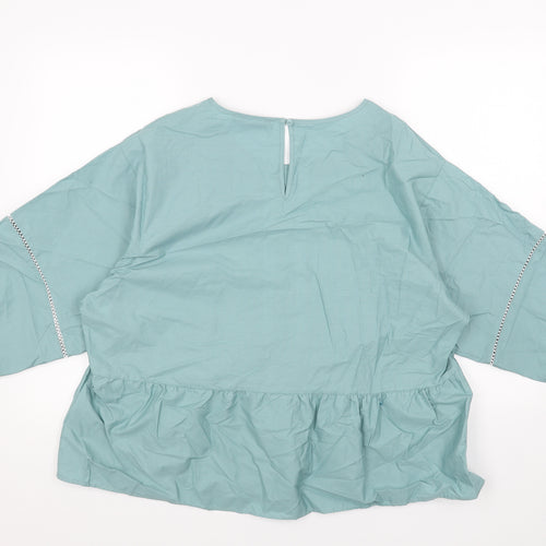 Marks and Spencer Womens Blue Viscose Basic Blouse Size 16 Boat Neck