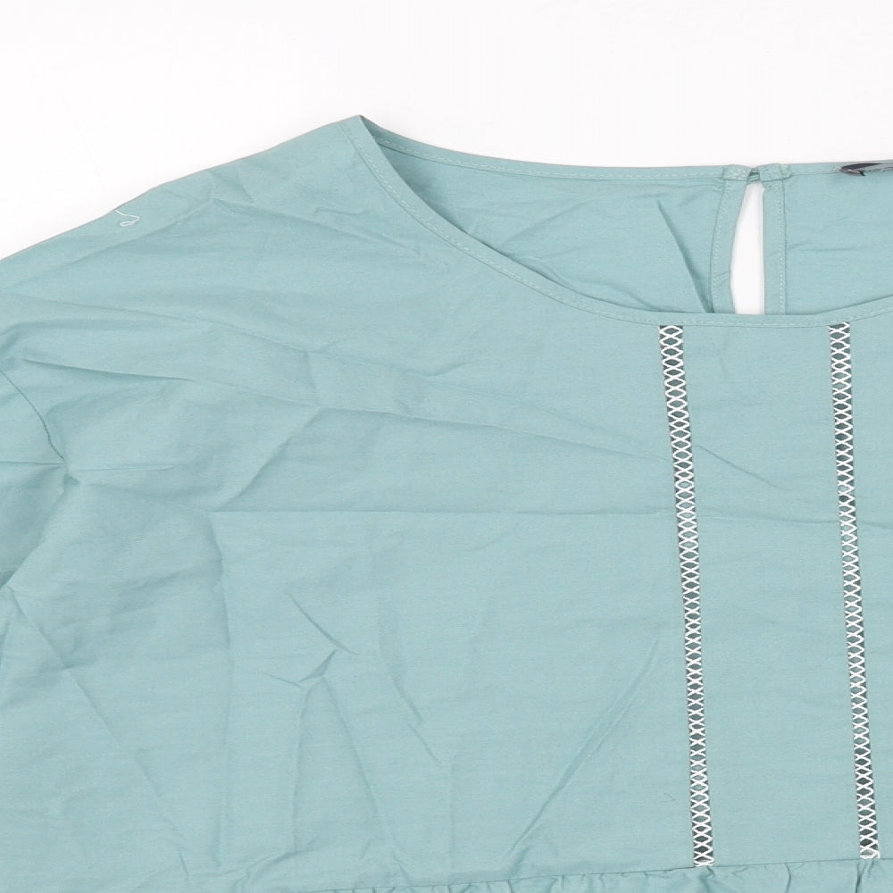 Marks and Spencer Womens Blue Viscose Basic Blouse Size 16 Boat Neck