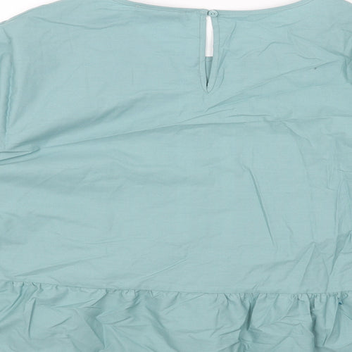 Marks and Spencer Womens Blue Viscose Basic Blouse Size 16 Boat Neck