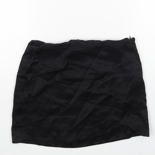 Pull&Bear Womens Black Polyester Mini Skirt Size S Zip