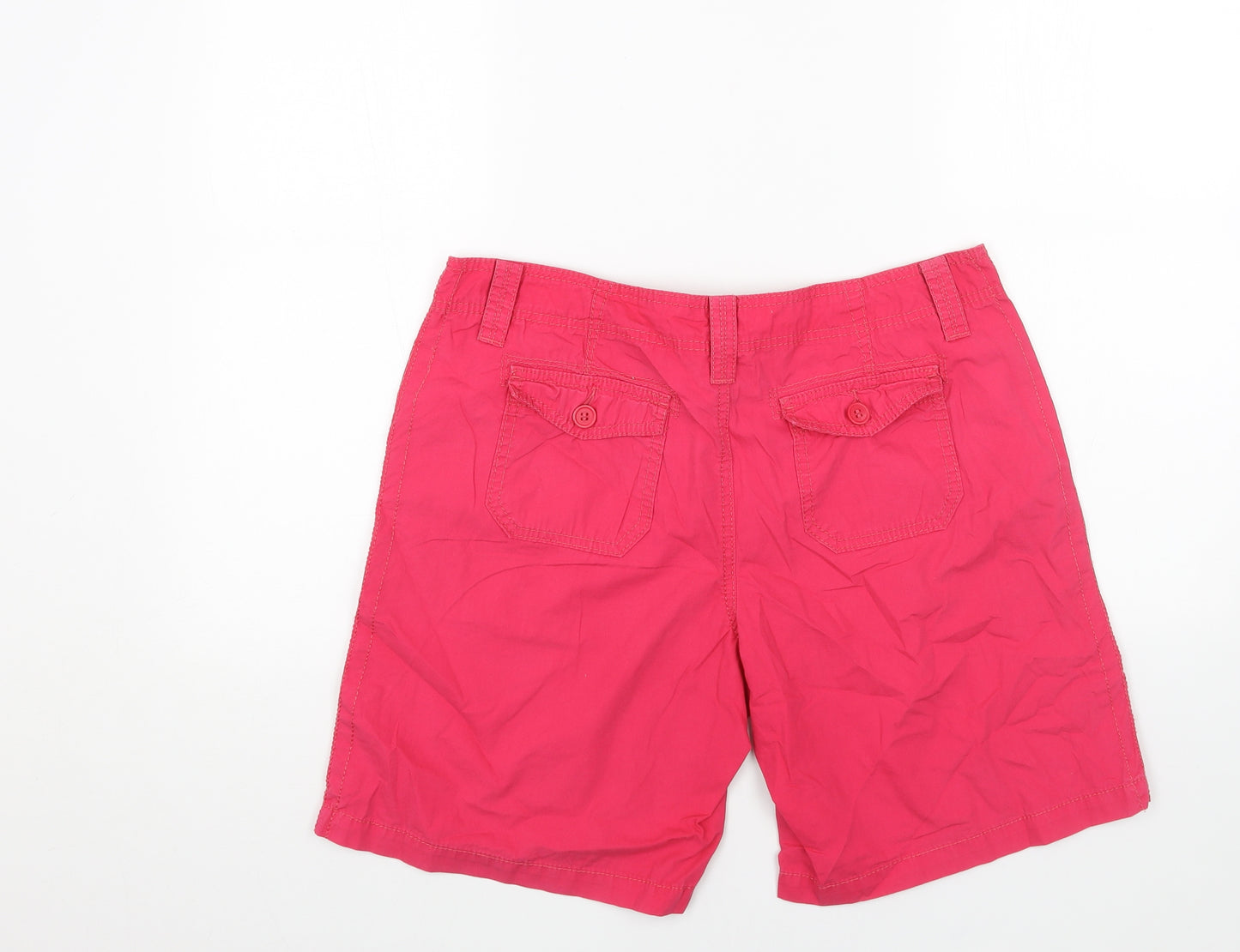 Marks and Spencer Womens Pink Cotton Basic Shorts Size 14 L9 in Regular Button