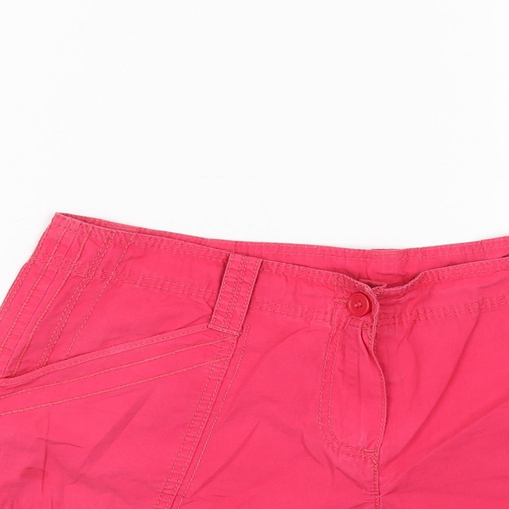 Marks and Spencer Womens Pink Cotton Basic Shorts Size 14 L9 in Regular Button