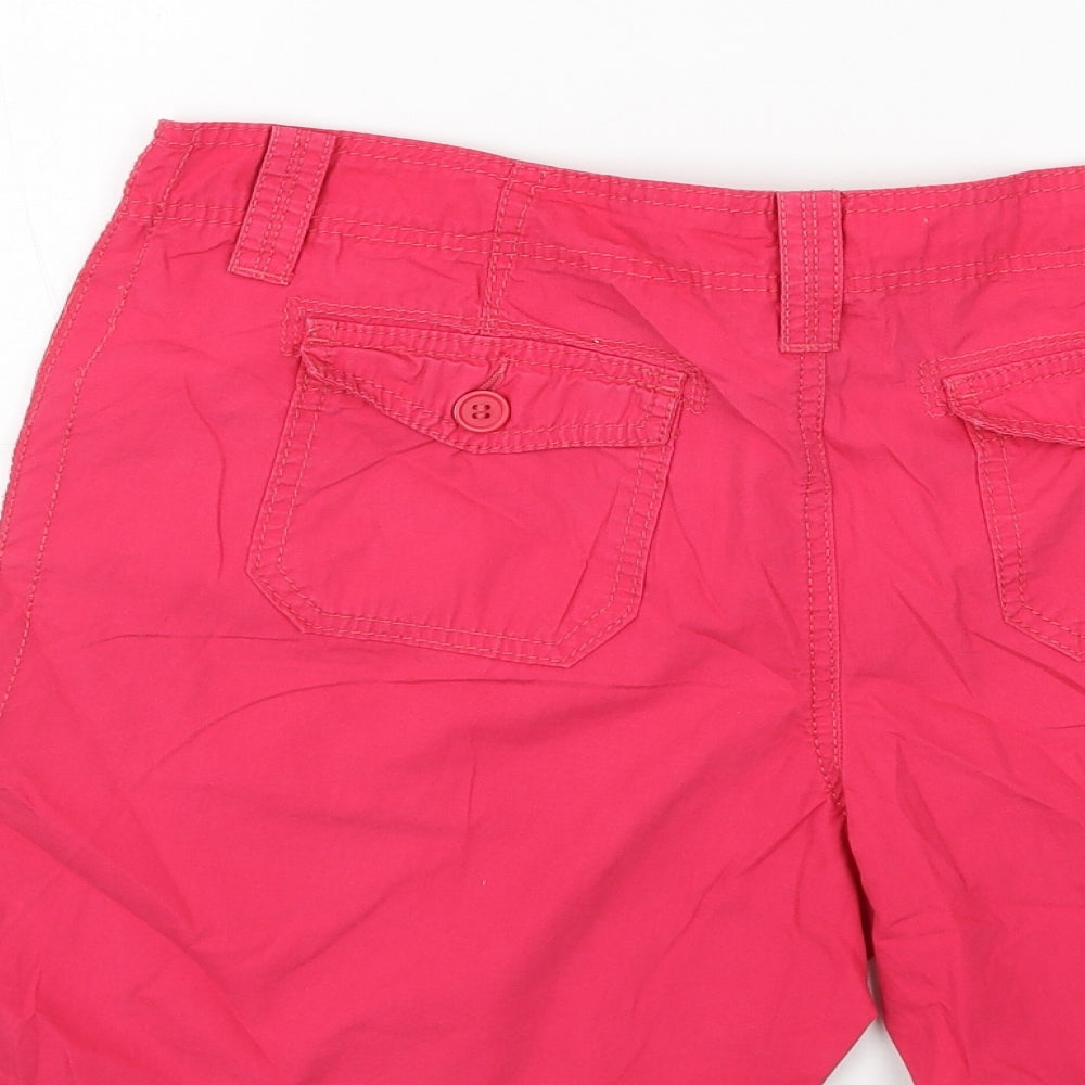 Marks and Spencer Womens Pink Cotton Basic Shorts Size 14 L9 in Regular Button
