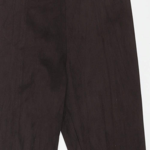 Marks and Spencer Womens Brown Polyurethane Trousers Size 12 L28 in Regular - Suede Effect