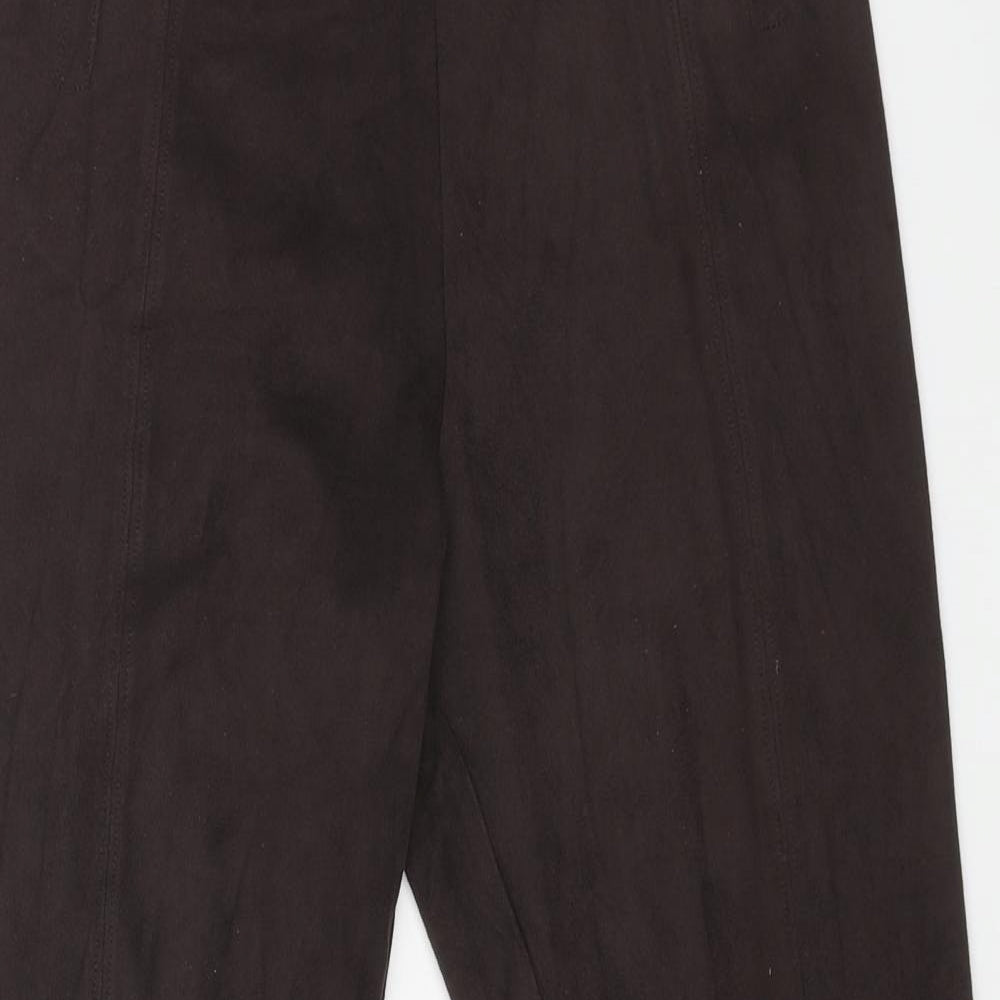 Marks and Spencer Womens Brown Polyurethane Trousers Size 12 L28 in Regular - Suede Effect