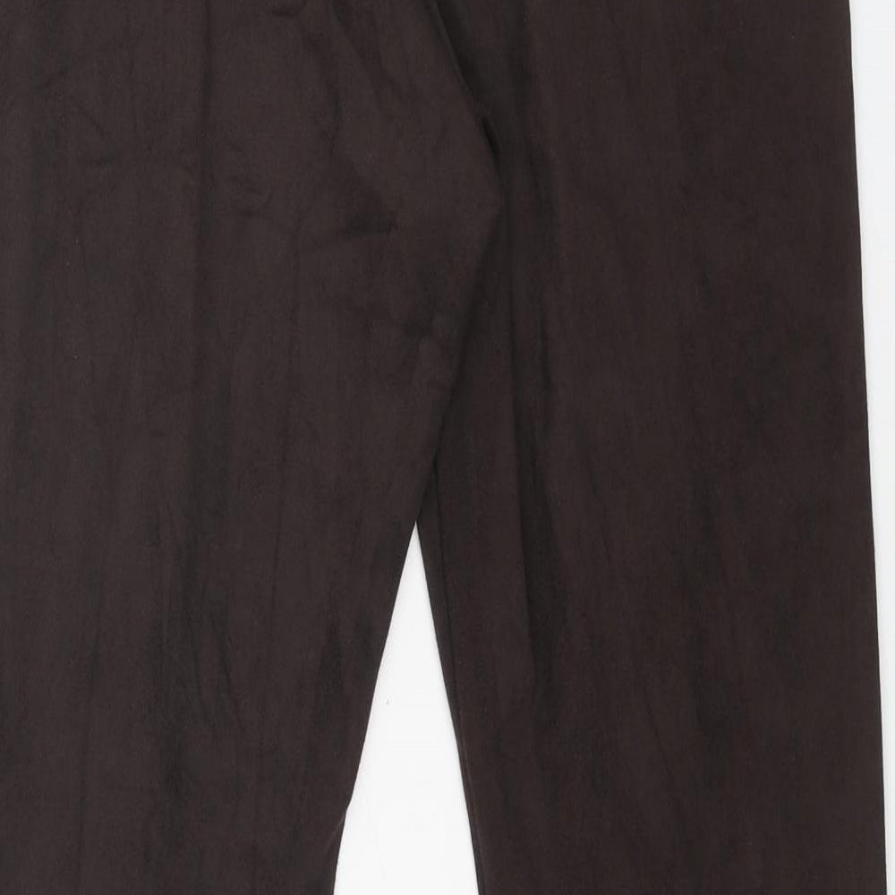 Marks and Spencer Womens Brown Polyurethane Trousers Size 12 L28 in Regular - Suede Effect