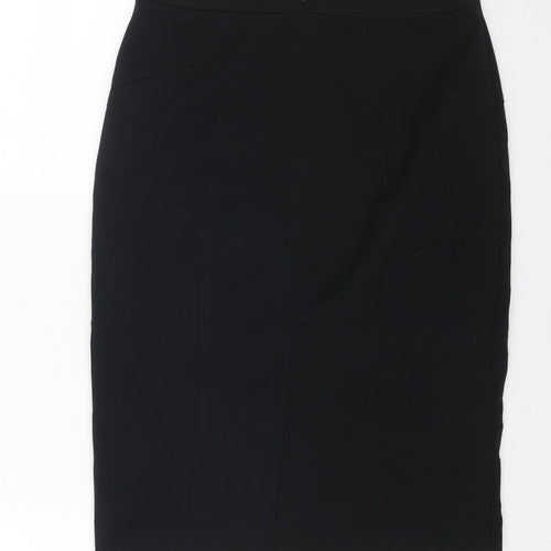 Marks and Spencer Womens Black Polyester Straight & Pencil Skirt Size 8 Zip