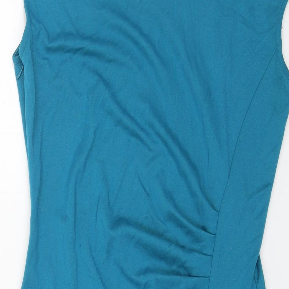 Fever Womens Blue Cotton Shift Size 14 Boat Neck Zip