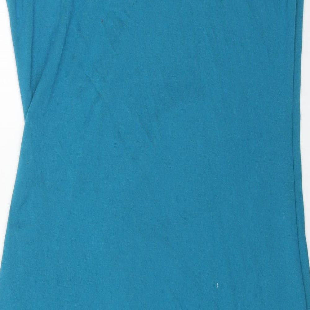 Fever Womens Blue Cotton Shift Size 14 Boat Neck Zip