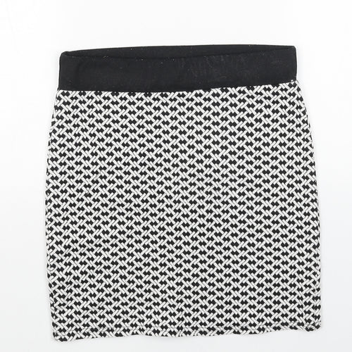 River Island Womens White Geometric Cotton Straight & Pencil Skirt Size 10