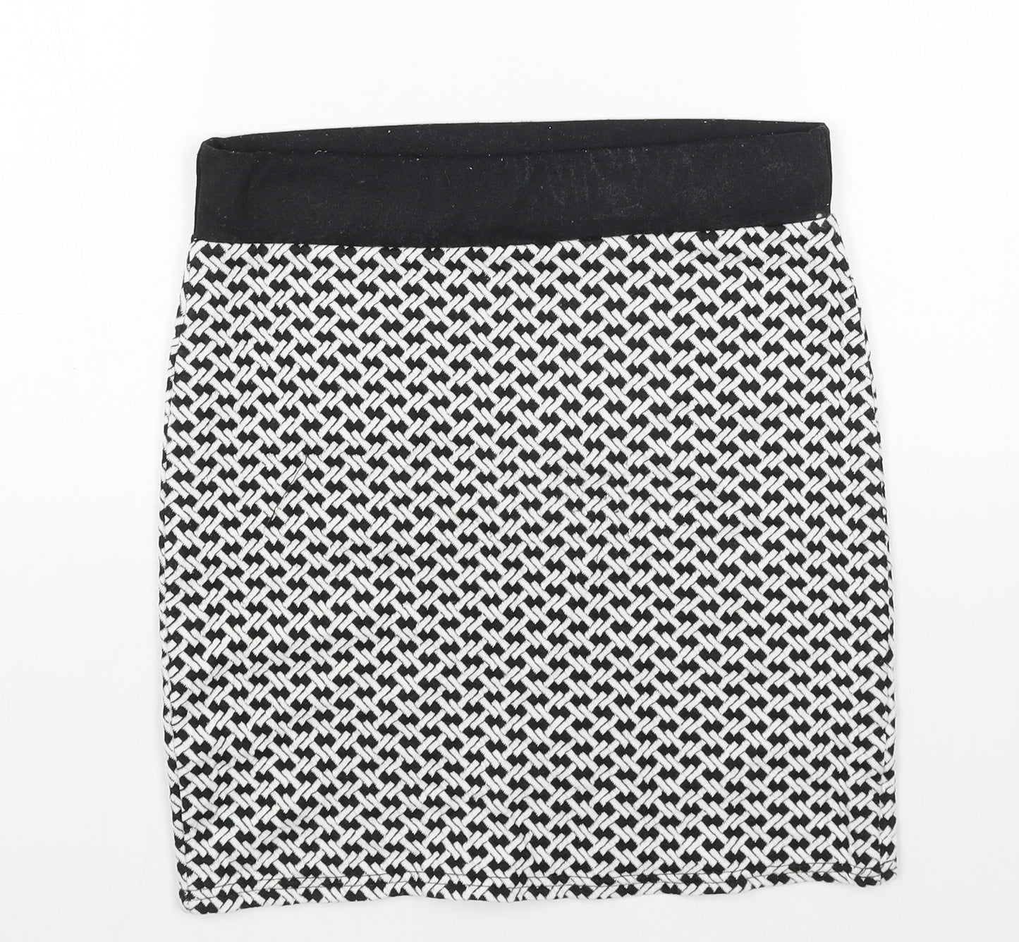 River Island Womens White Geometric Cotton Straight & Pencil Skirt Size 10
