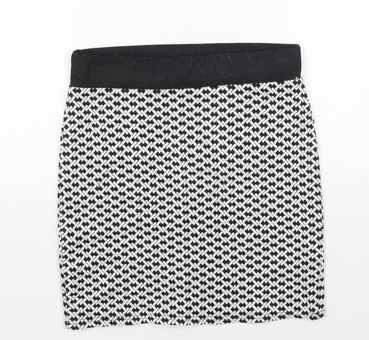 River Island Womens White Geometric Cotton Straight & Pencil Skirt Size 10