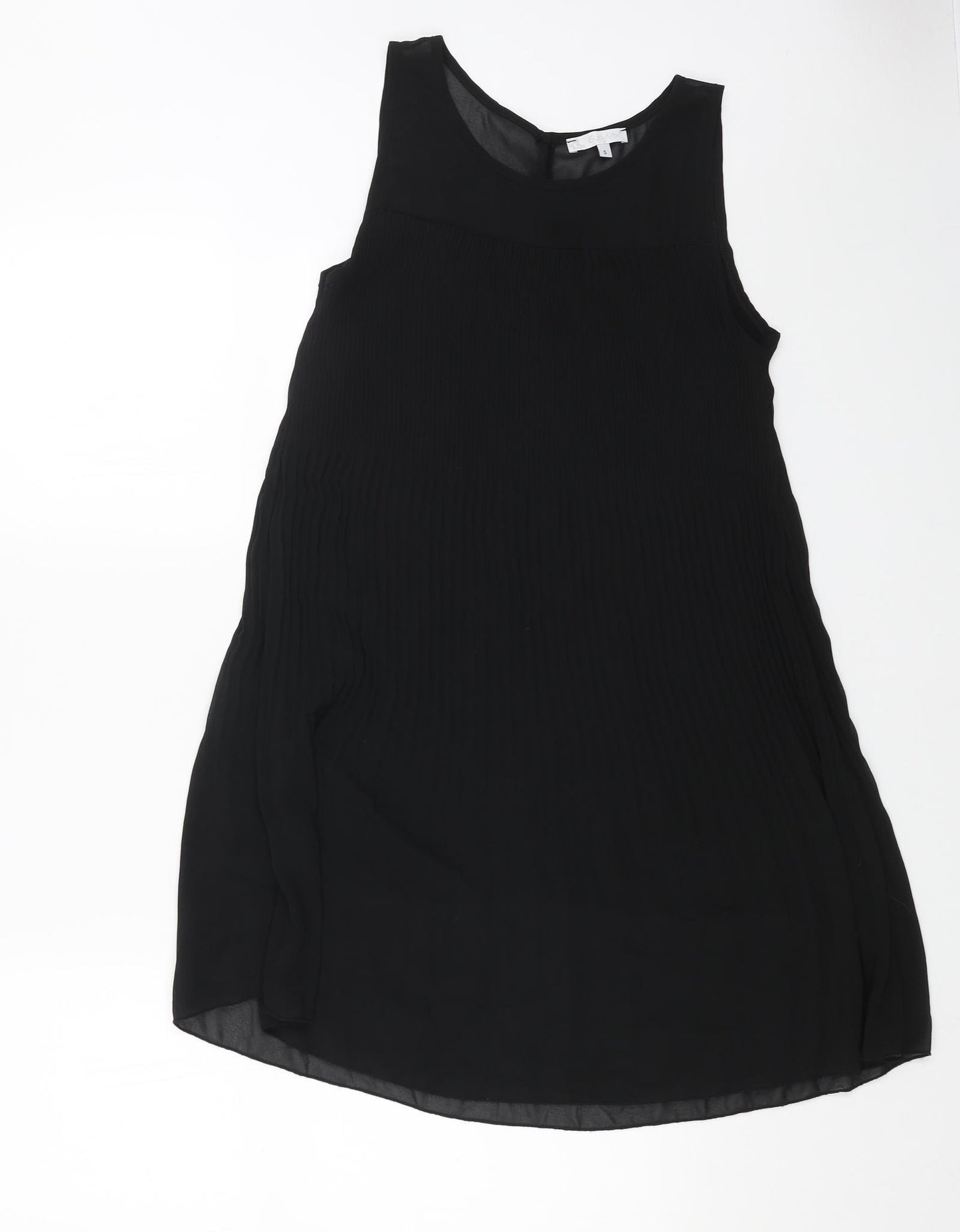 susy Womens Black Polyester A-Line Size S Boat Neck Button