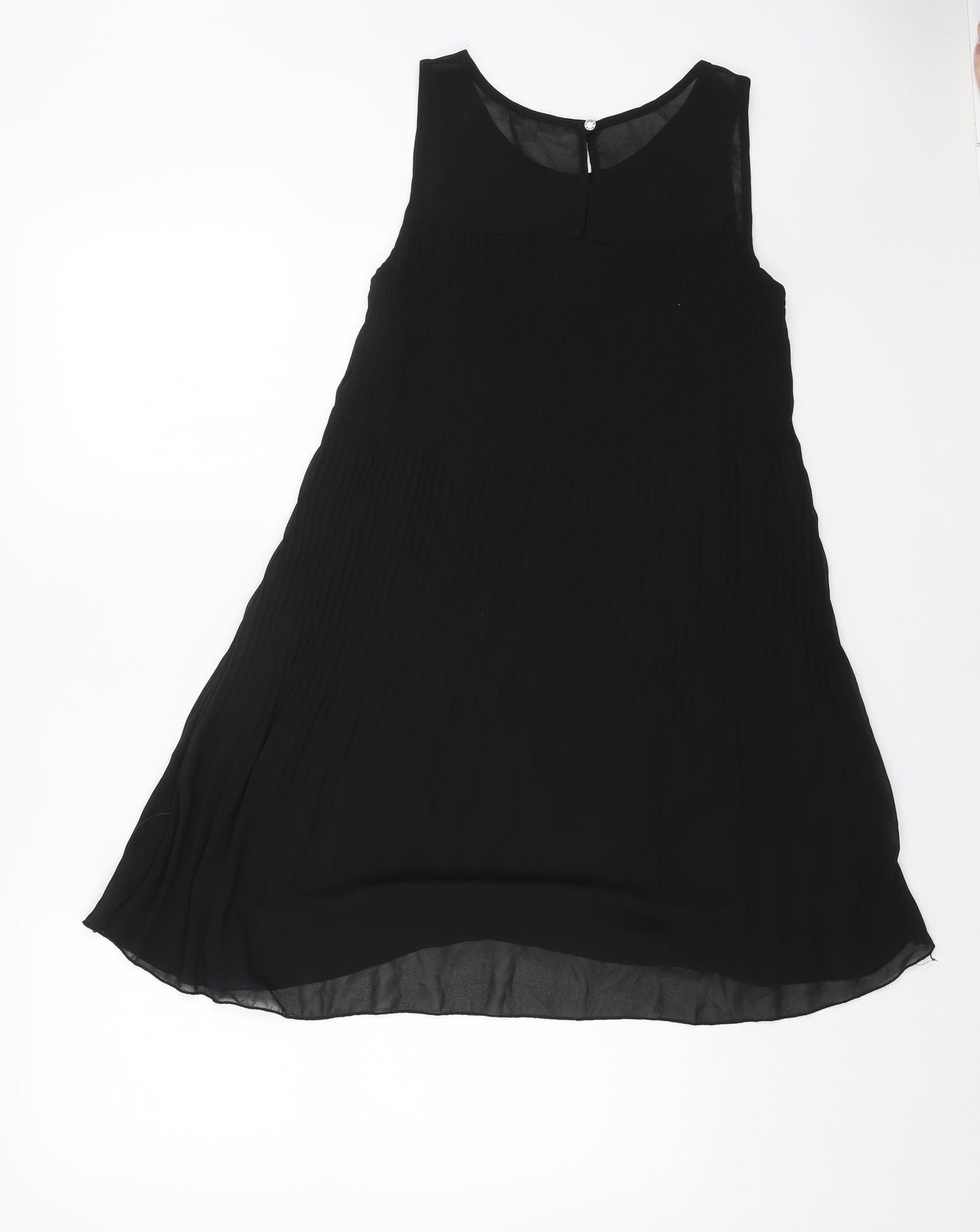 susy Womens Black Polyester A-Line Size S Boat Neck Button