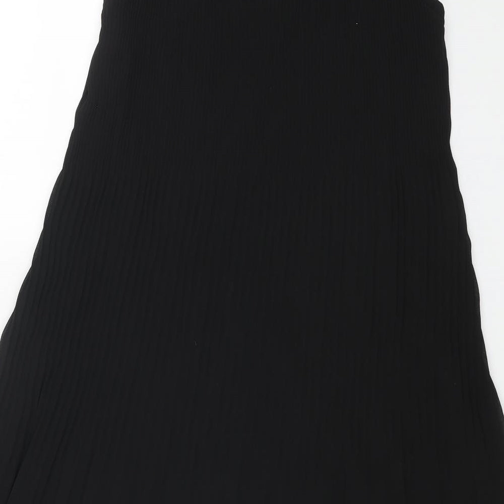 susy Womens Black Polyester A-Line Size S Boat Neck Button