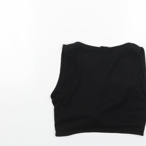 Urban Outfitters Womens Black Cotton Cropped Tank Size S V-Neck - Tie Front